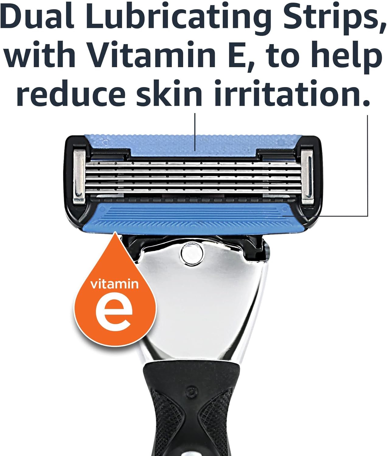 Amazon Basics Recambios de maquinilla de afeitar de 5 cuchillas para hombres con doble lubricación, recortador de barba de precisión, afeitado cómodo, paquete de 12 unidades (solo se adapta a los
