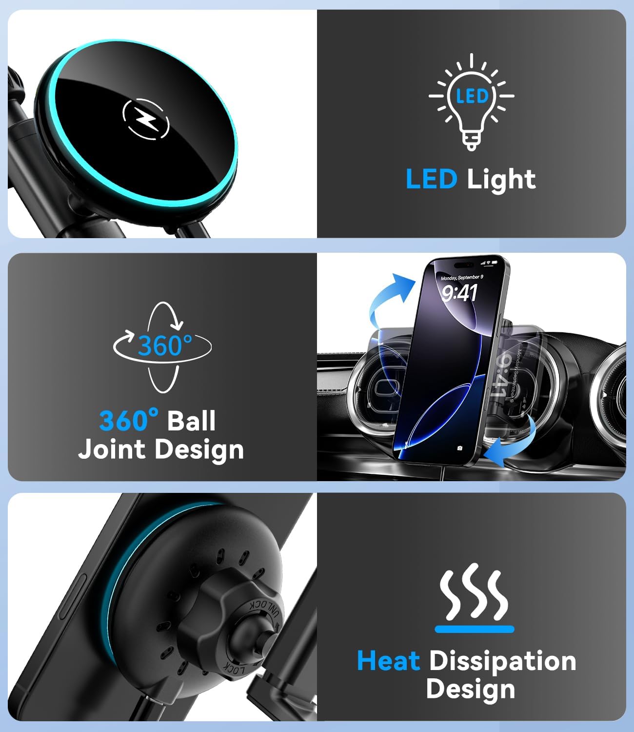 Qi2 - Soporte de teléfono inalámbrico magnético de carga rápida de 15 W para Mercedes Benz A/B/E/G/GLA/GLK, accesorios para iPhone 17 16 15 14 13 12 Pro Max Plus Mini