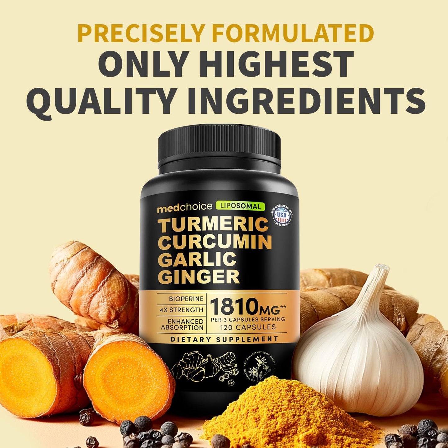 Cúrcuma Liposomal - Suplementos de Curcumina de Alta Absorción, Mez...