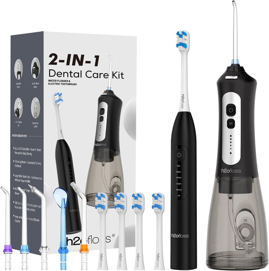 H2ofloss Cepillo de dientes eléctrico sónico y combo de hilo dental...