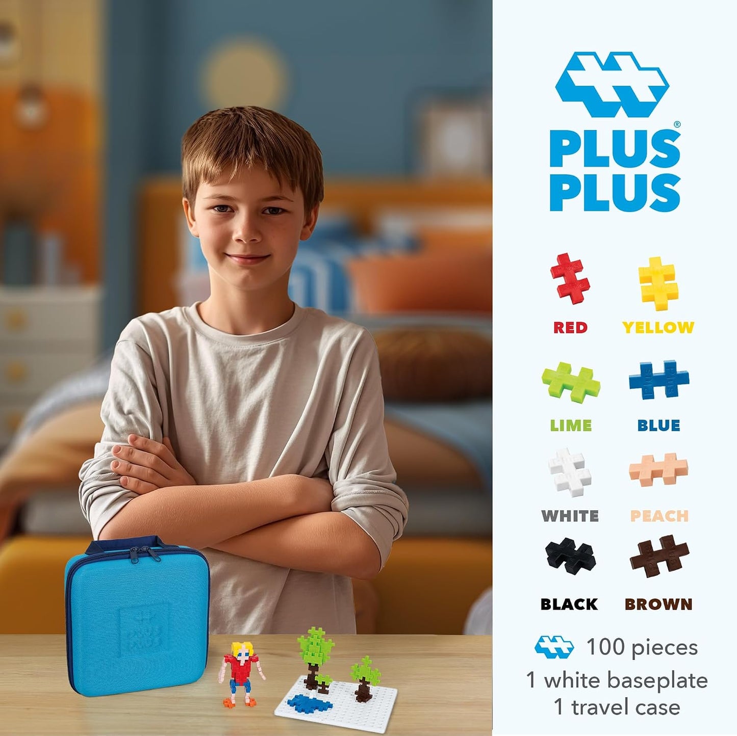 PLUS PLUS Juego de construcción con estuche de viaje, rompecabezas...
