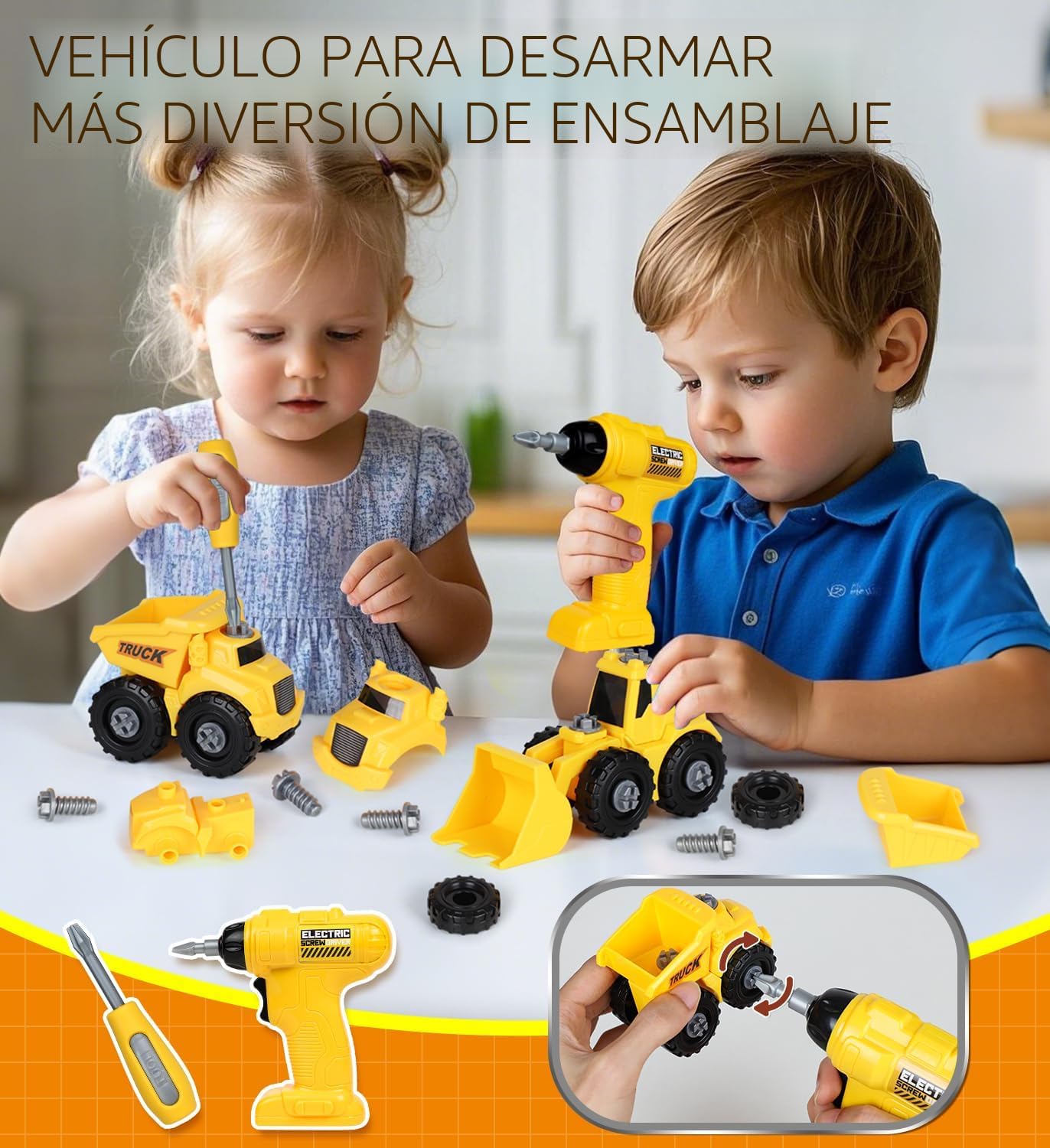 Lehoo Castle - Banco de herramientas para niños con taladro eléctri...