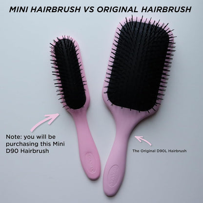 Denman Mini cepillo Deatngling para cabello corto, removedor suave de nudos húmedos y secos para niños y adultos, D90 Pink Crush