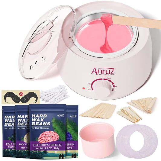 Anruz Kit de depilación para mujeres y hombres, kit de calentador d...