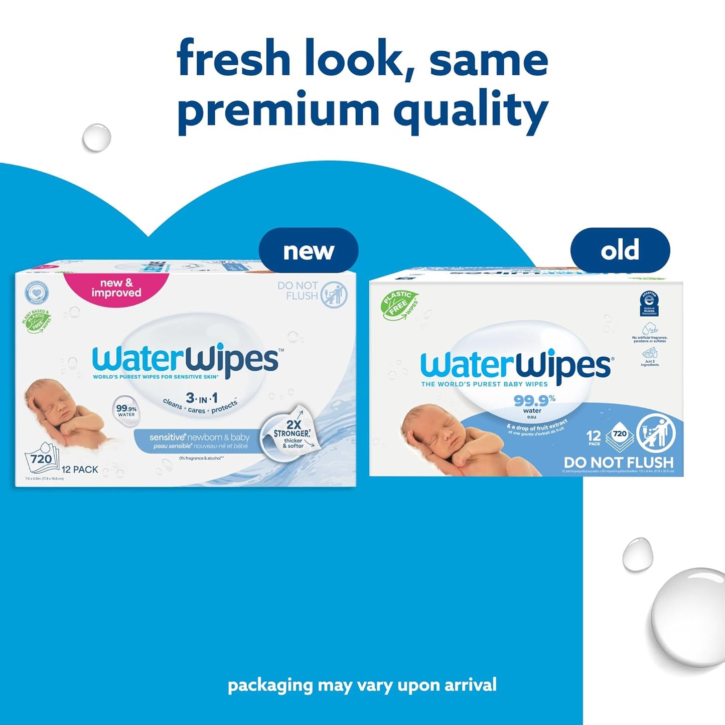 WaterWipes Sensitive+ Toallitas 3 en 1 para Recién Nacidos y Bebés,...