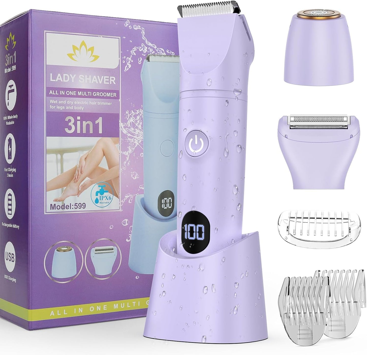 Dumite Maquinillas de afeitar eléctricas para mujer, kit de depilac...
