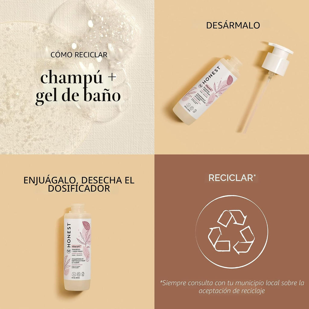The Honest Company - Champú nutritivo y gel de baño, almendra dulce...