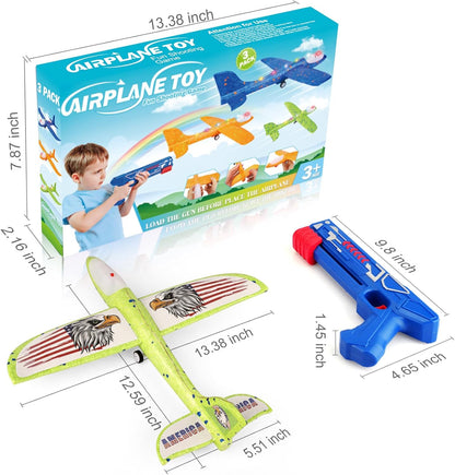 Paquete de 3 juguetes de avión lanzador para niños, avión planeador...
