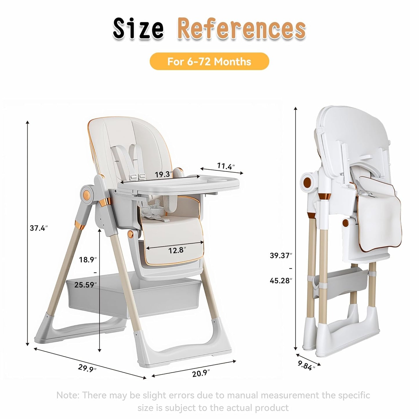 SmartEdge Silla alta para bebé 3 en 1 con ruedas, sillas altas pleg...