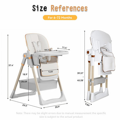 SmartEdge Silla alta para bebé 3 en 1 con ruedas, sillas altas pleg...
