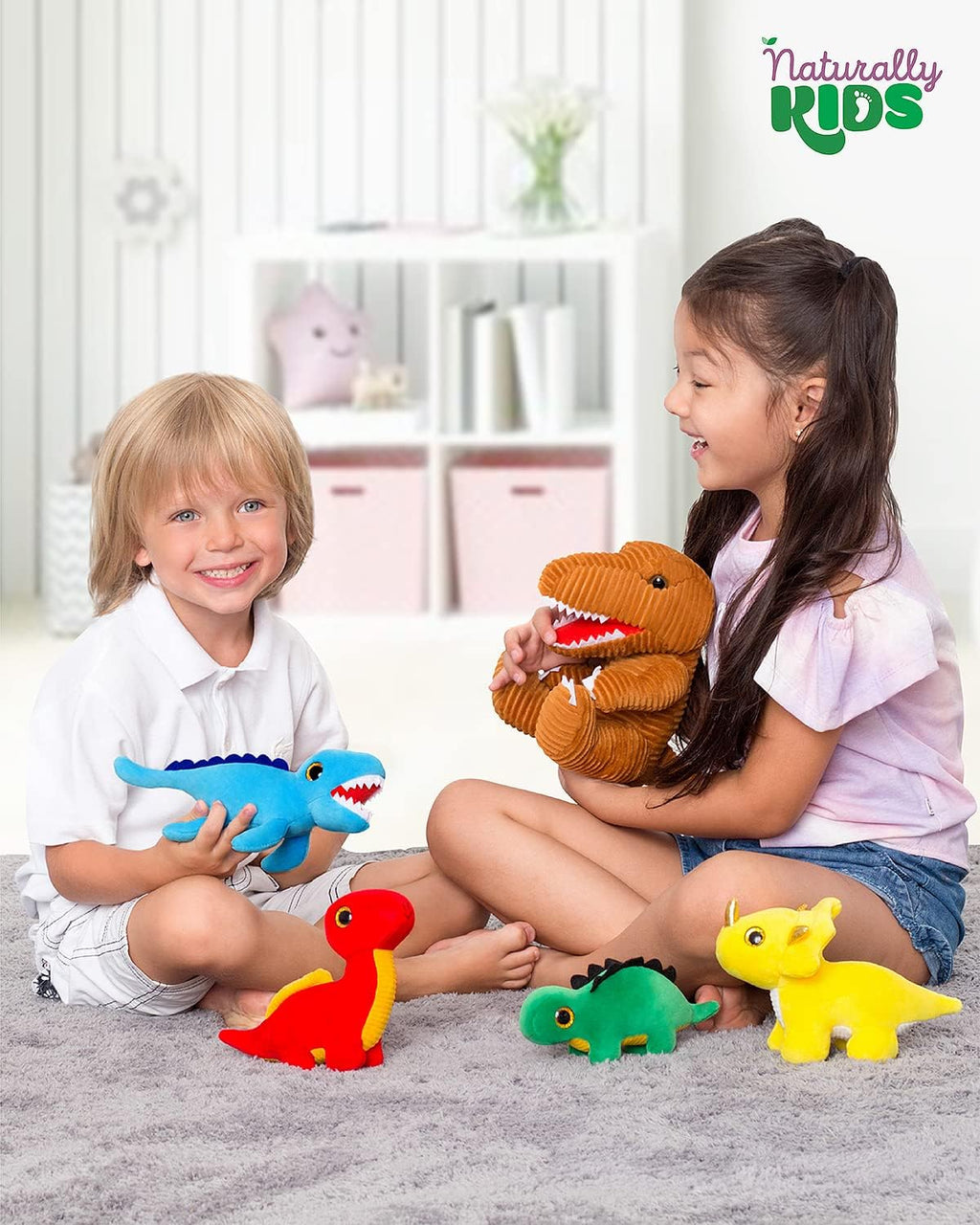 Naturally KIDS Mochila de dinosaurio para niños pequeños con juguet...