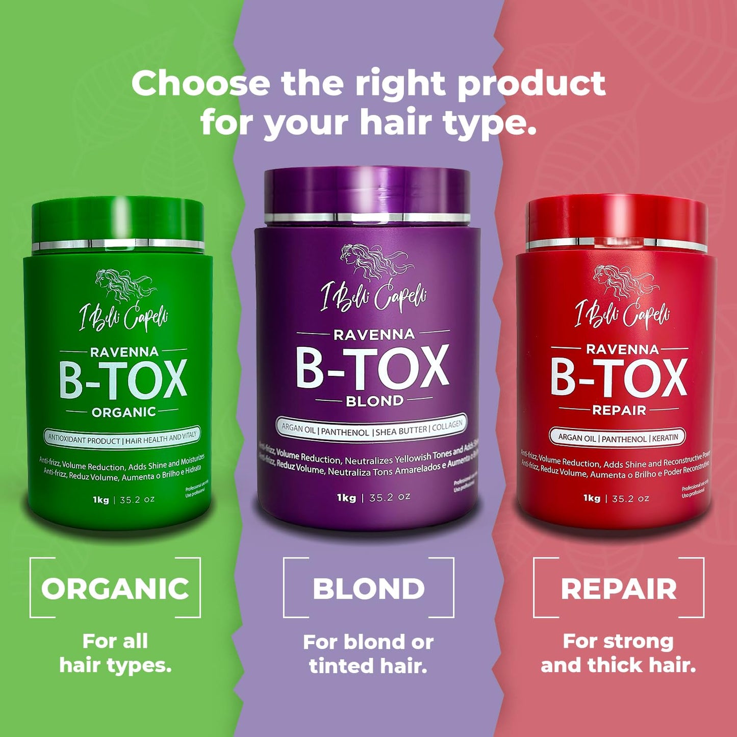 I Belli Capelli Ravenna - Kit de alisado de cabello rubio B-tox y m...
