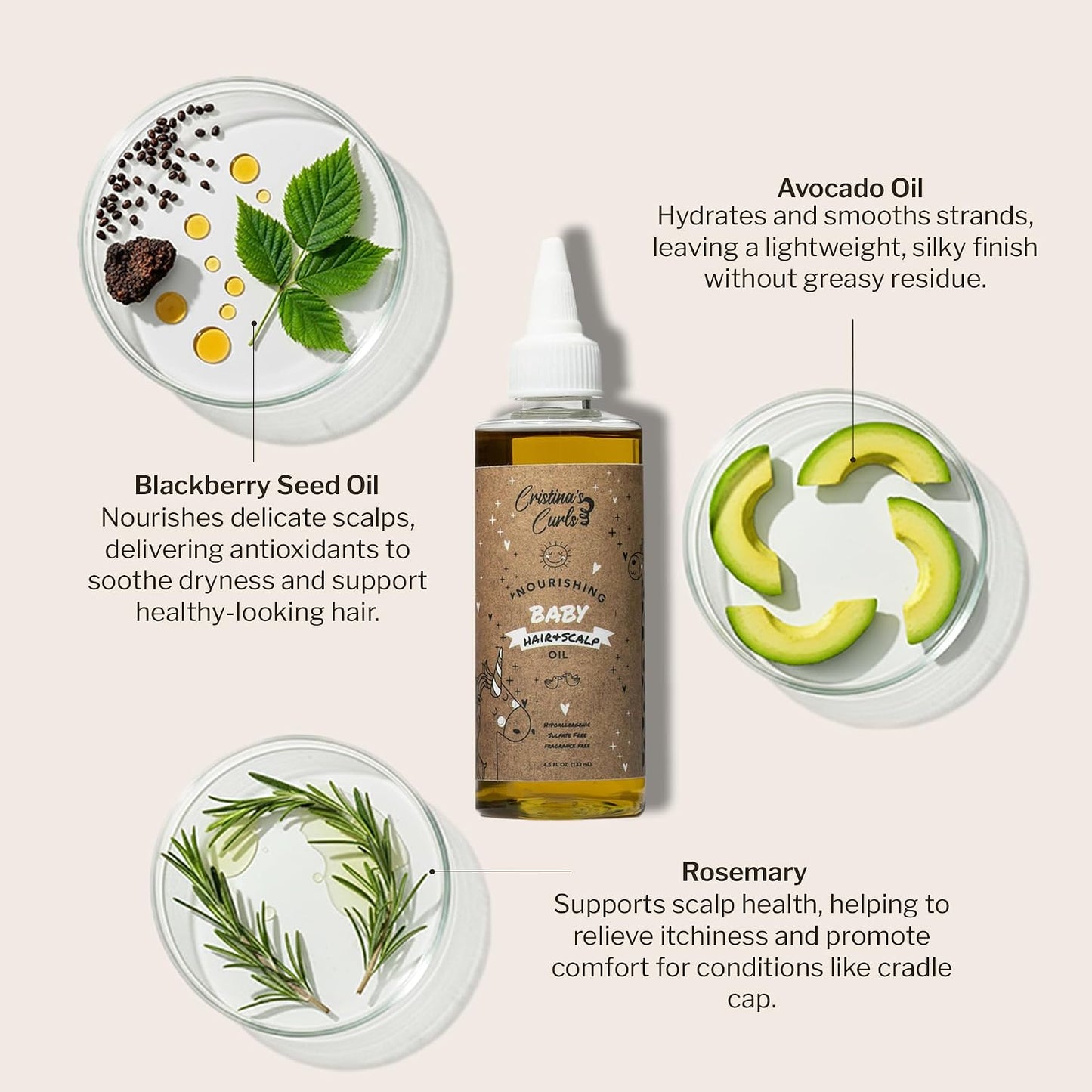 Cristina's Curls Aceite nutritivo para el cabello y el cuero ca...