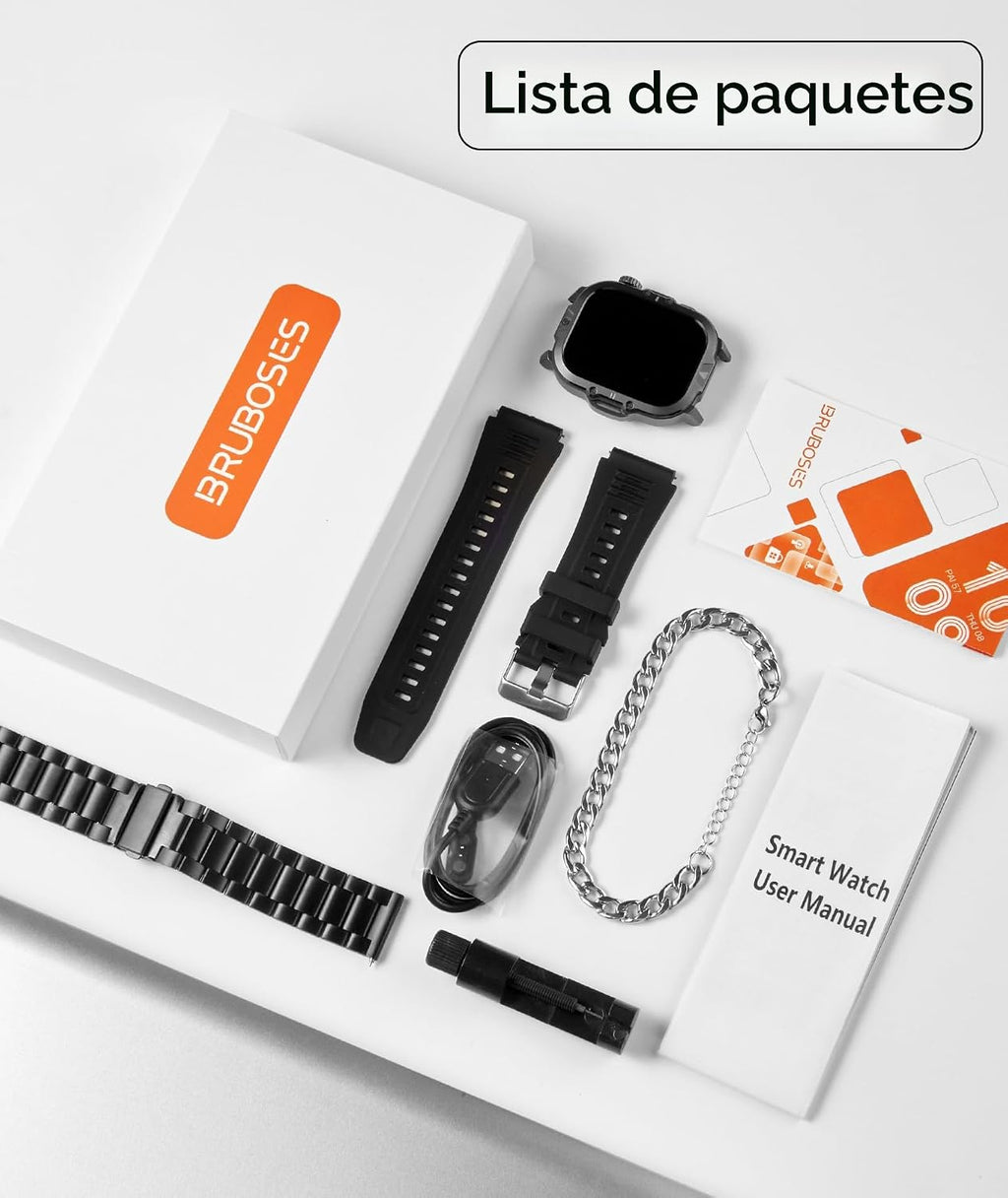BRUBOSES Reloj inteligente para hombre, respuesta militar, con pant...