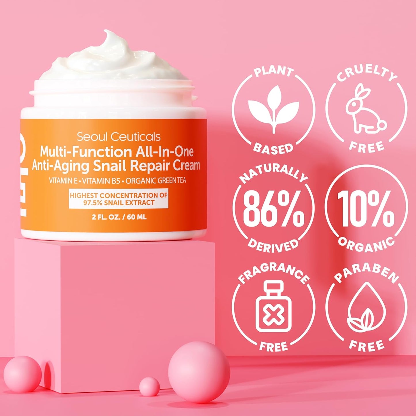 SeoulCeuticals Crema Hidratante de Mucina de Caracol 97.5% - Crema...