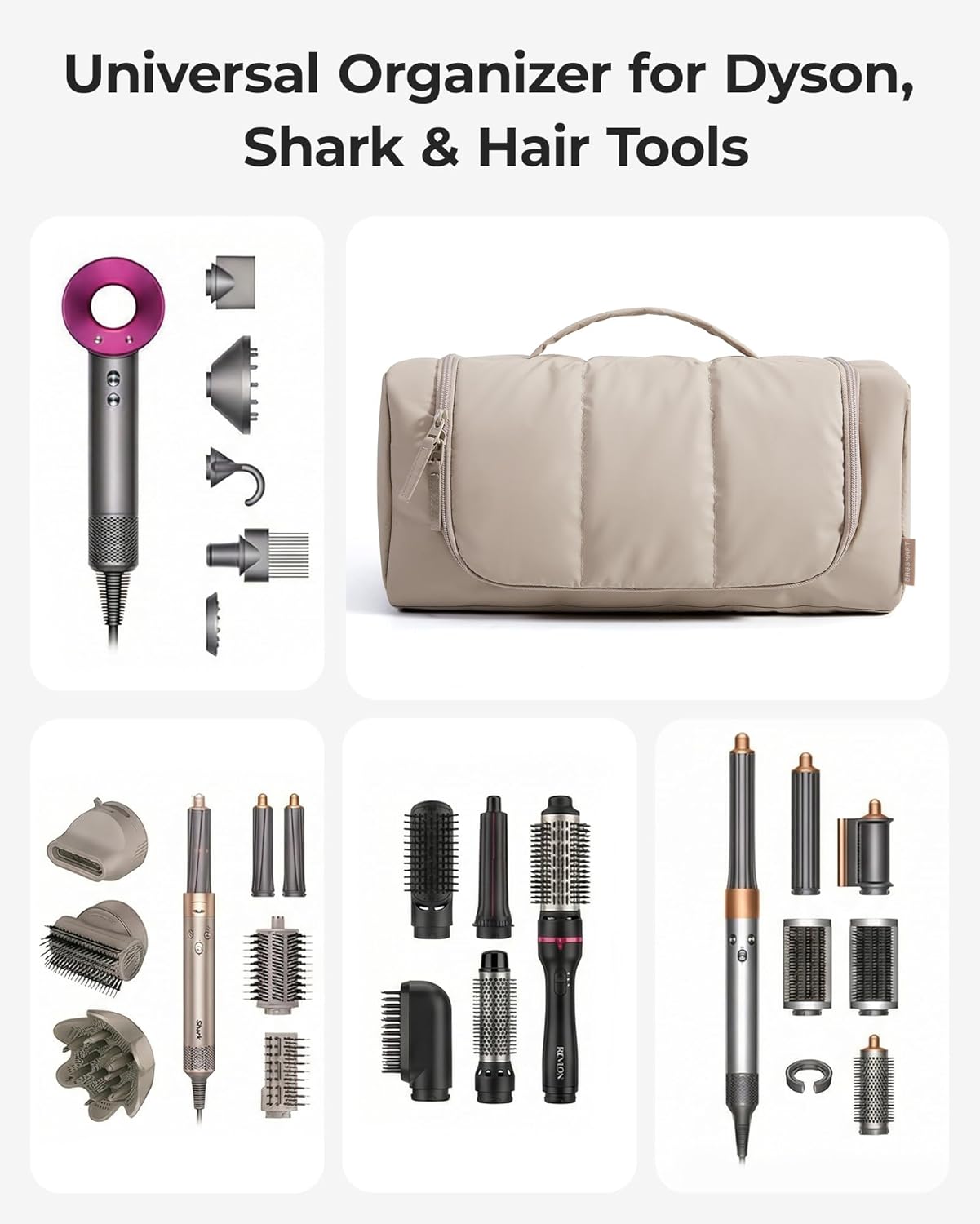 BAGSMART Organizador de herramientas para el cabello, bolsa de viaj...
