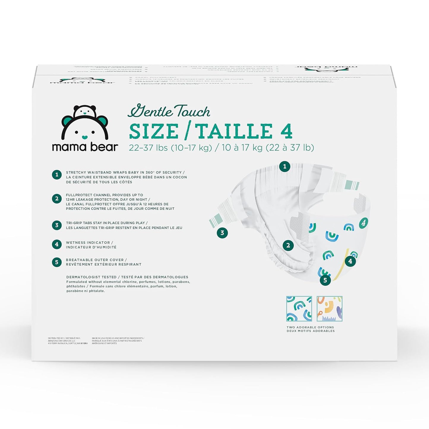 Marca Amazon - Pañales de felpa Mama Bear, toque suave, talla 4, 14...