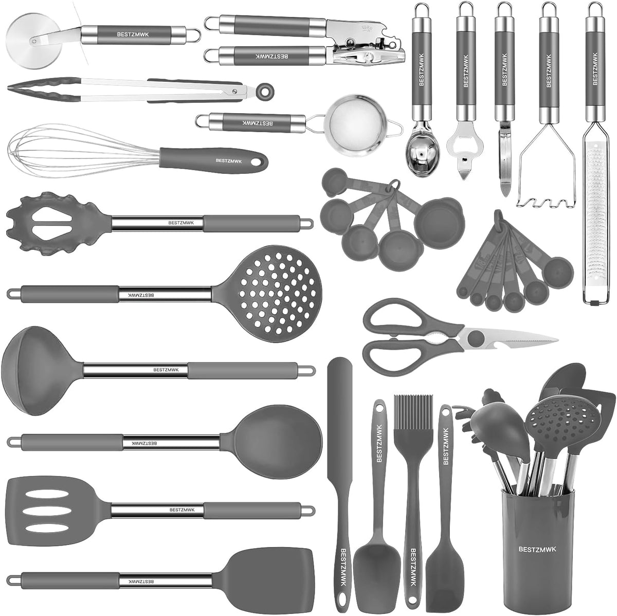 Juego de utensilios de cocina de silicona, 32 piezas de utensilios...