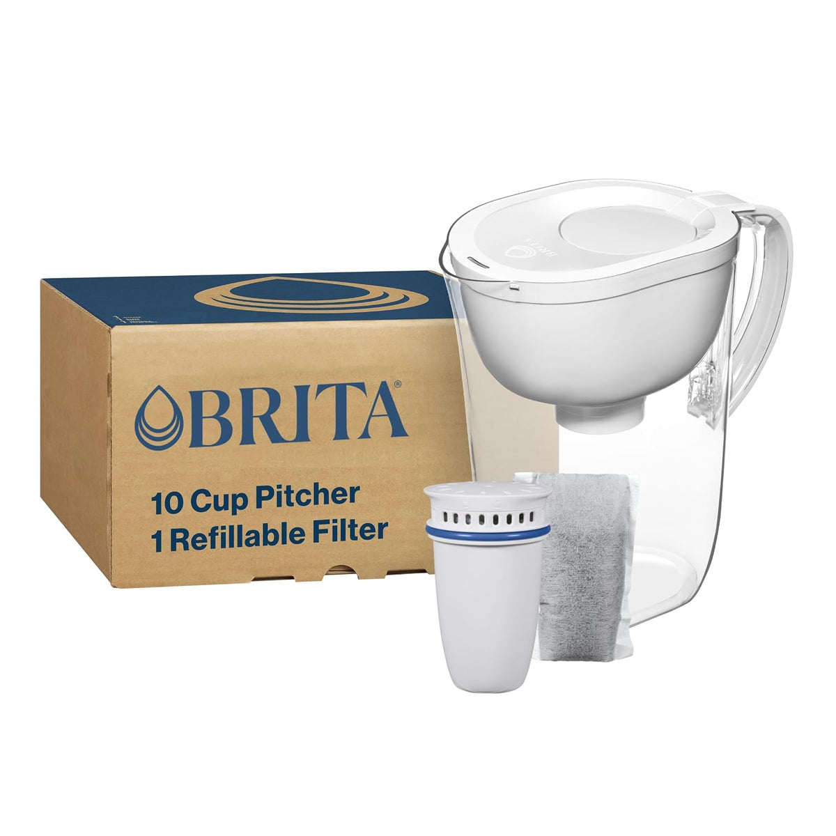 Brita Sistema de filtración de agua recargable con jarra grande de...