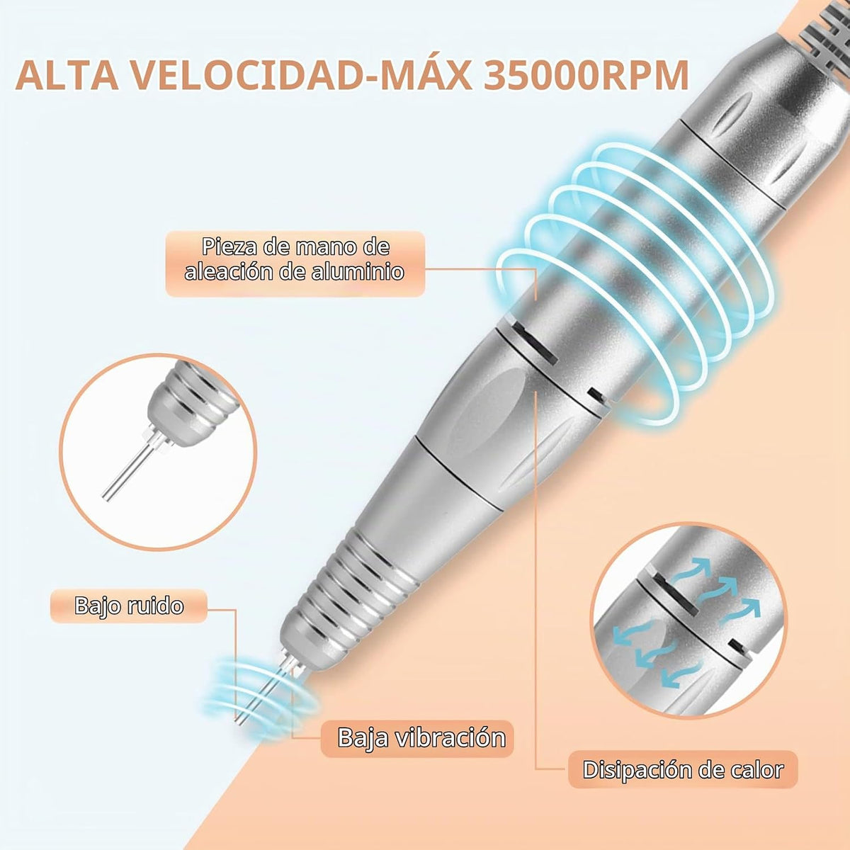 Taladro de uñas portátil profesional 35000 RPM, MOCOWIND máquina de...