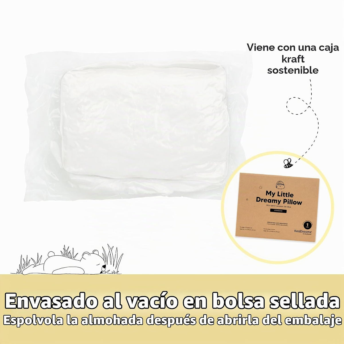 KeaBabies 1 paquete de almohadas para niños de 2 años a 5,13 x 18 p...