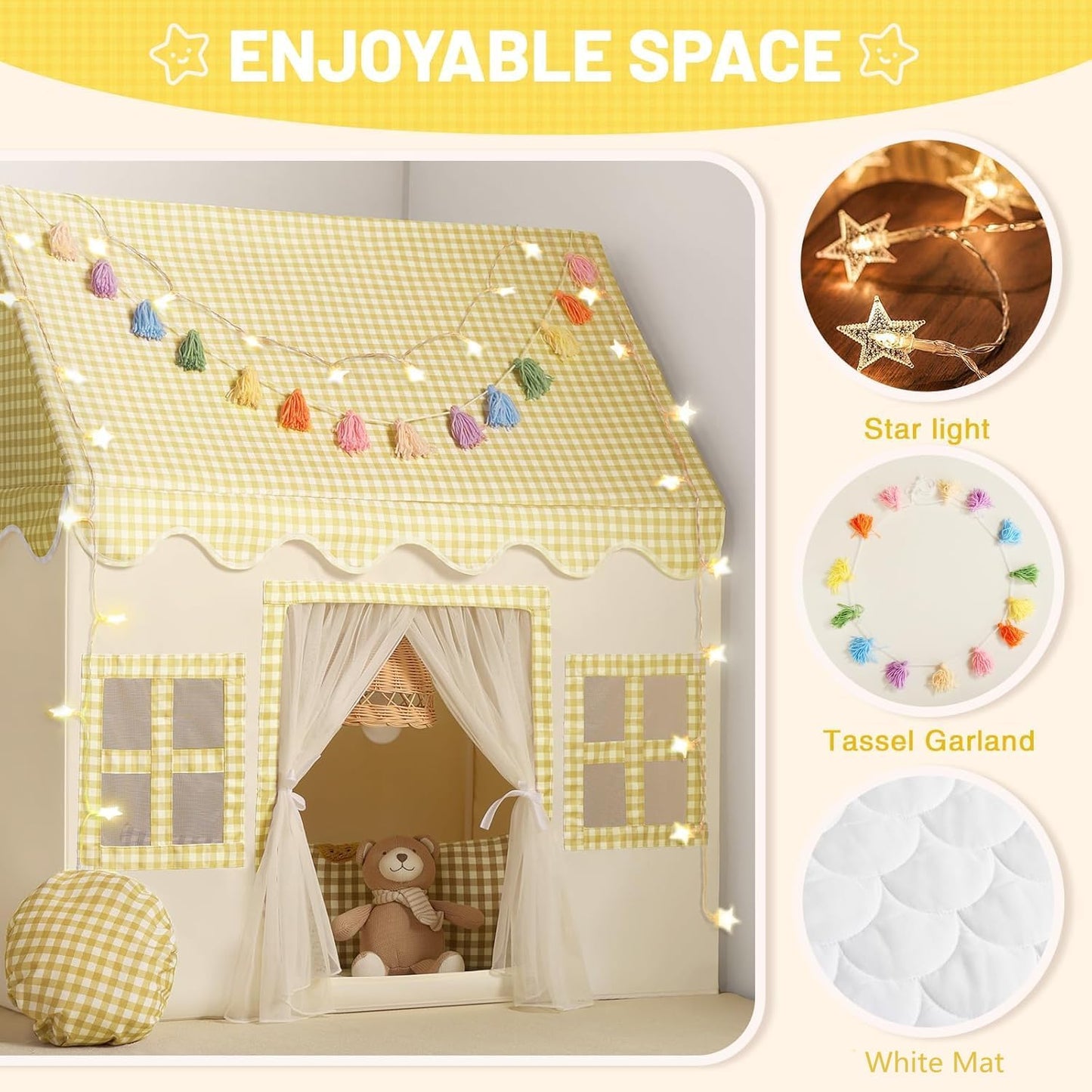 Senodeer Tienda de campaña para niños en interiores: alfombrilla, g...