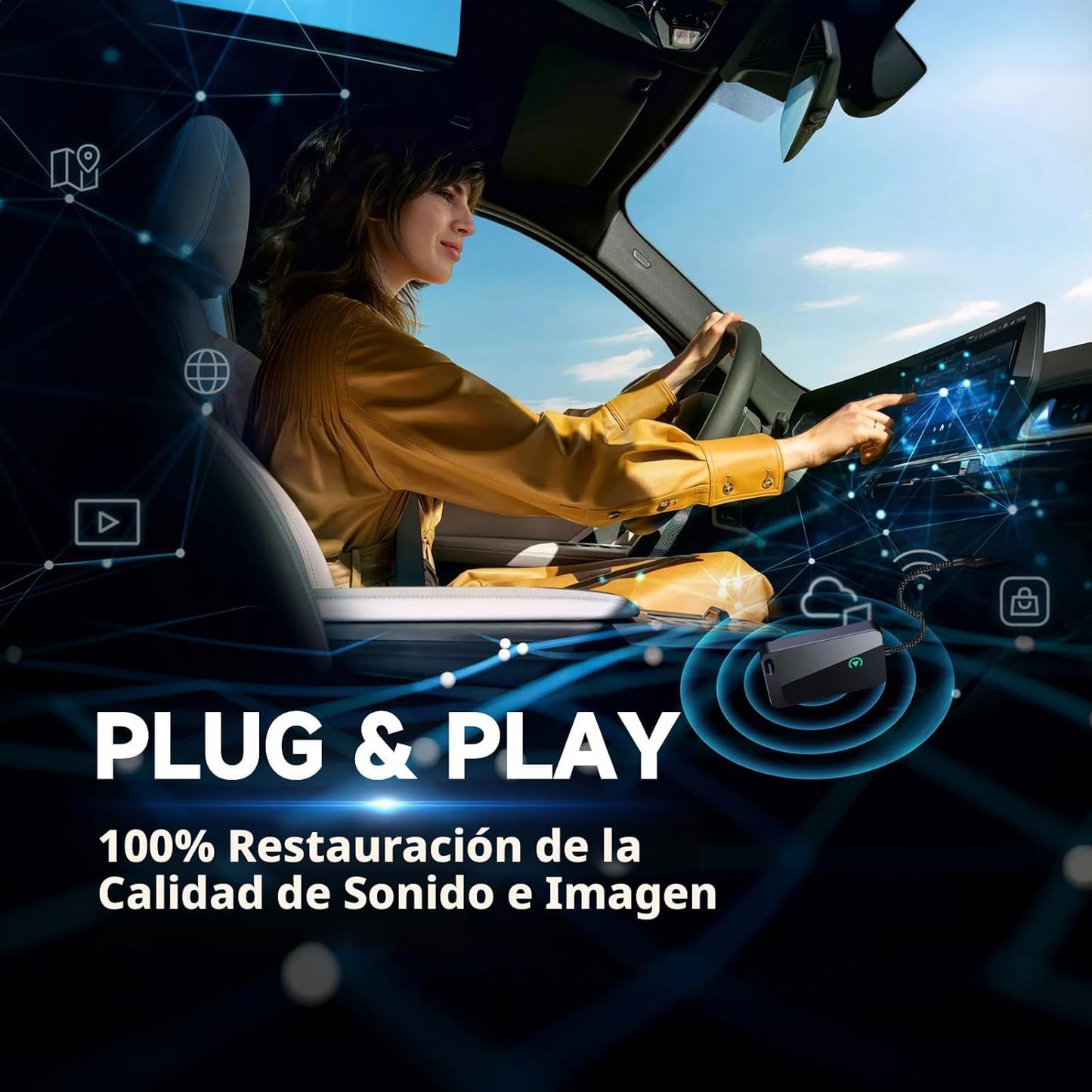 Jemluse Adaptador CarPlay inalámbrico para Apple iPhone: conexión f...