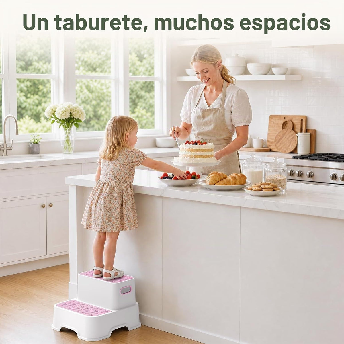 COOSEYA Taburetes de 2 escalones para niños, taburete para niños pe...