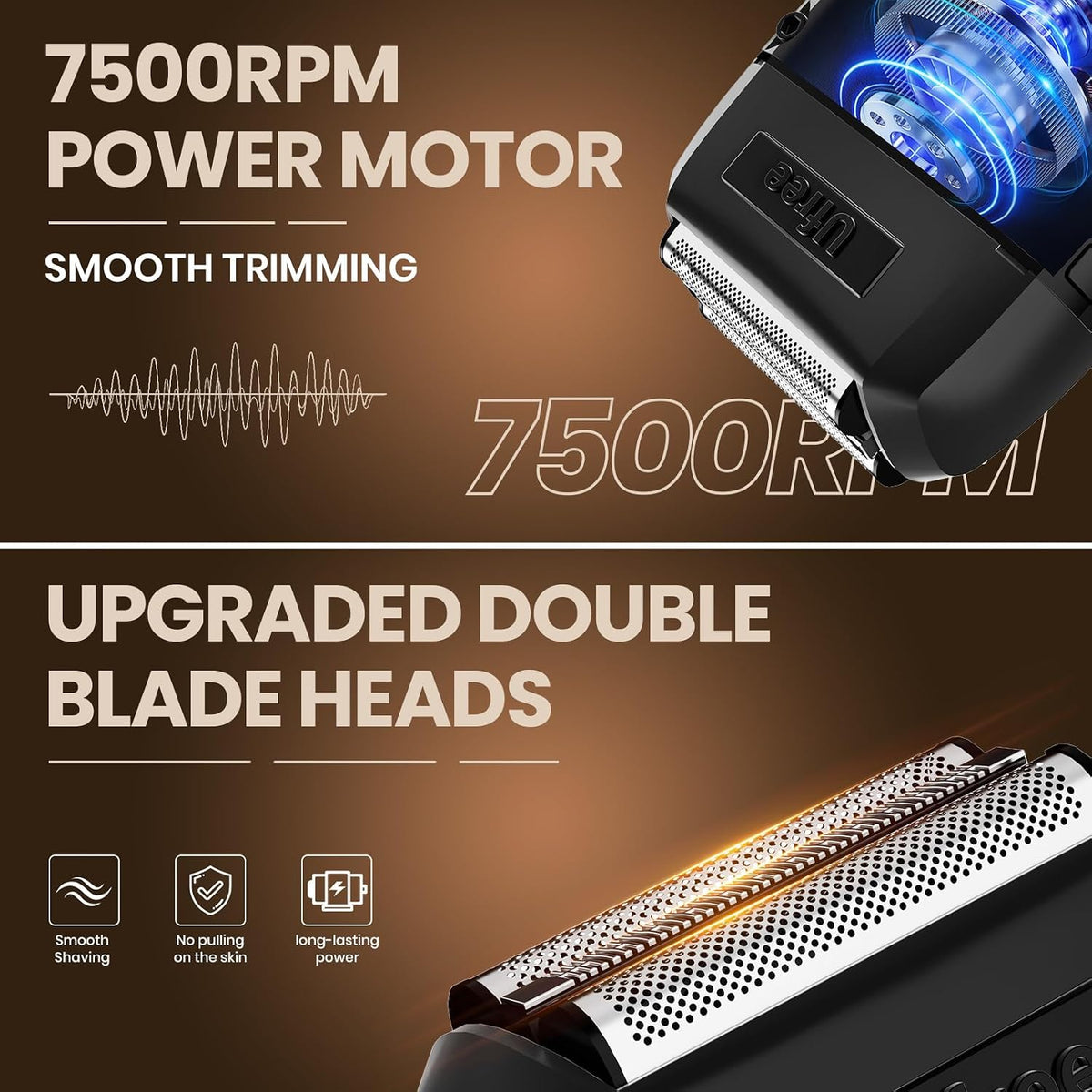 Ufree Recortadora de barba para hombres, afeitadora eléctrica de al...