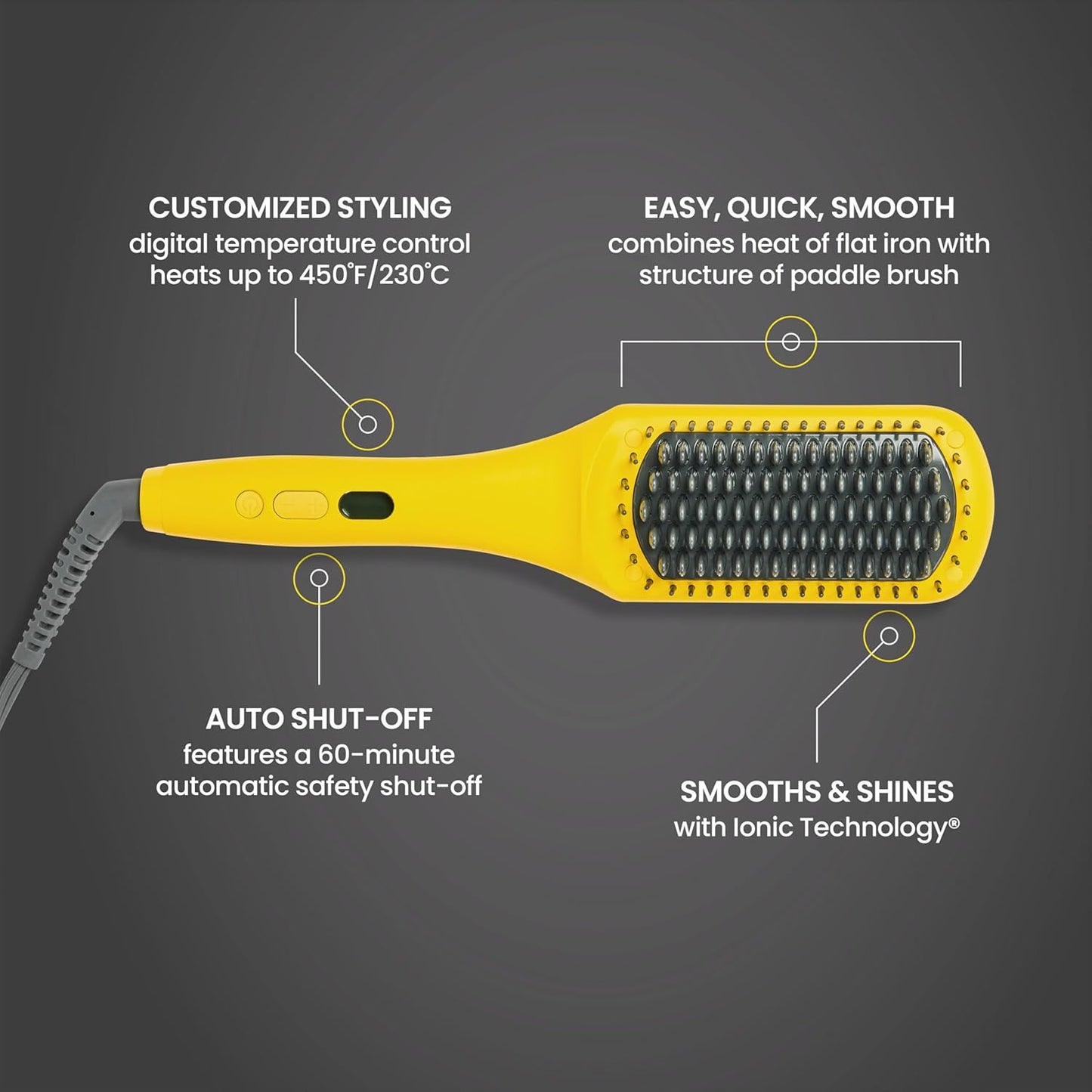 Drybar The Brush Crush - Cepillo alisador térmico para alisar el cabello, alisador de pelo para un cabello suave y sin encrespamiento, soplado con calidad de salón