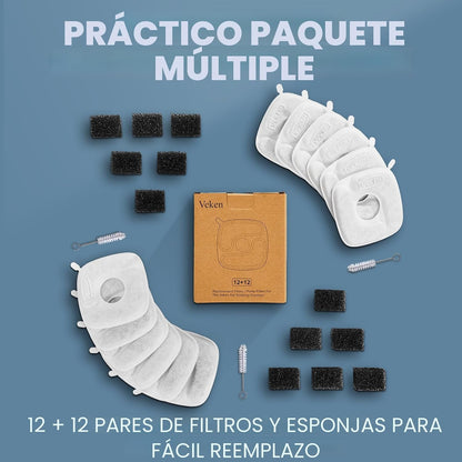 Filtros de Fuente de Agua para Gatos Veken, Paquete de 12 Filtros d...