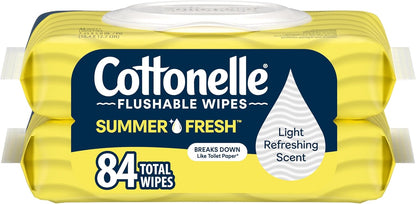 Cottonelle Toallitas desechables perfumadas Summer Fresh, 2 paquetes abatibles, 42 toallitas húmedas por paquete