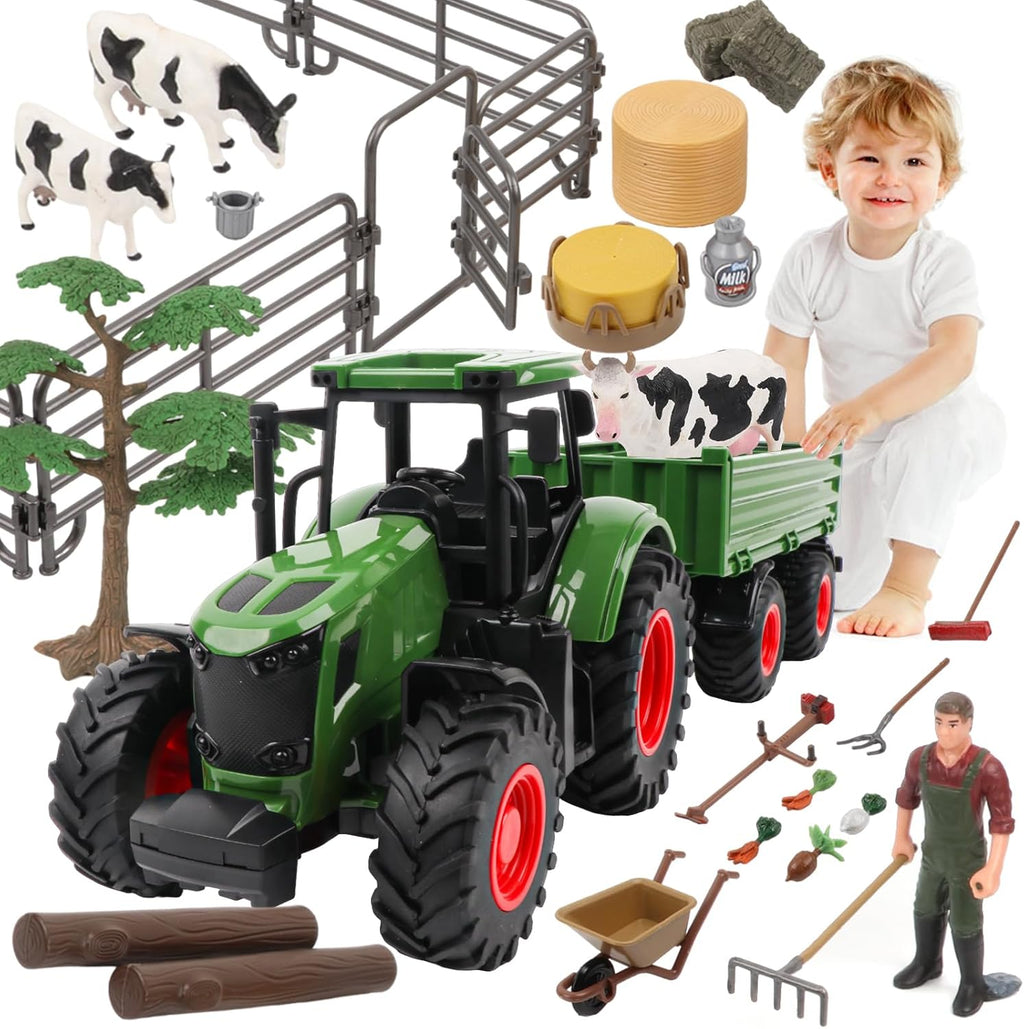 Peagprav Juego de juguetes de tractor de animales de granja - tract...