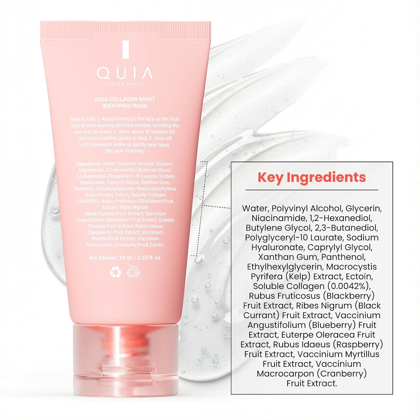 QUIA Mascarilla Envolvente de Colágeno 75ml - Clínica +92% Aparienc...