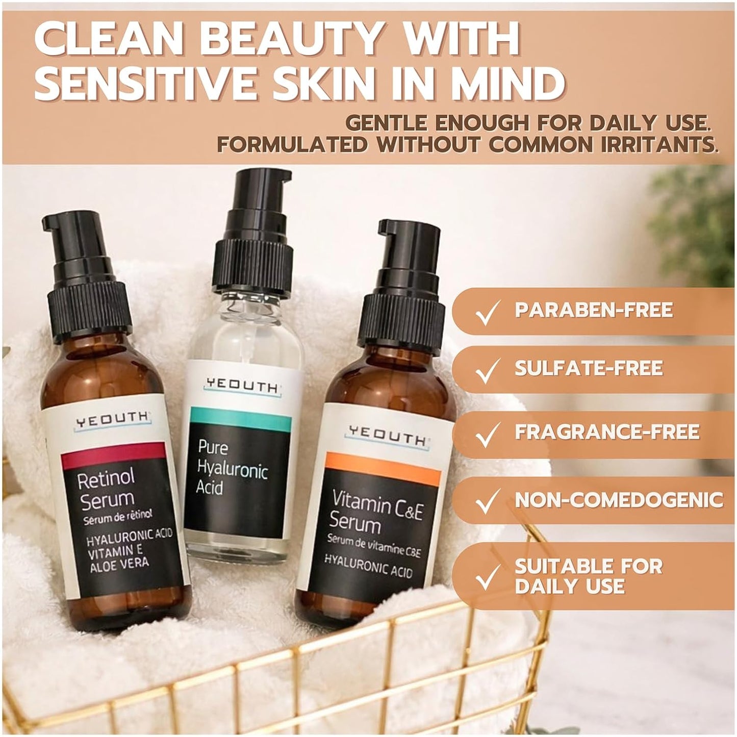 YEOUTH Set de cuidado de la piel: suero de retinol para cara, vitam...