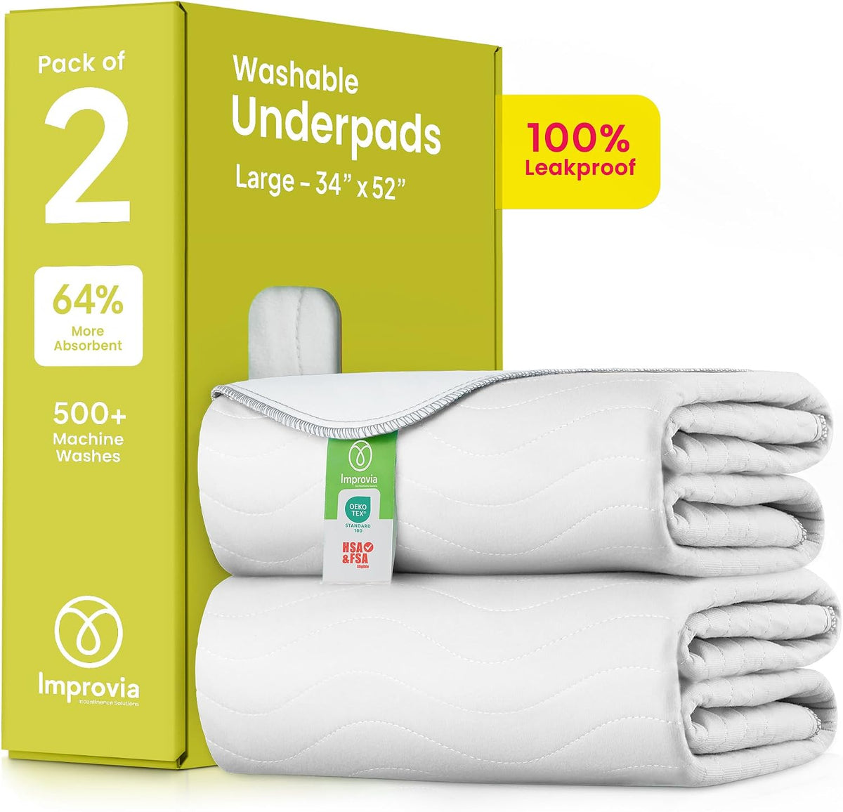 IMPROVIA® Almohadillas lavables para incontinencia reutilizables de...