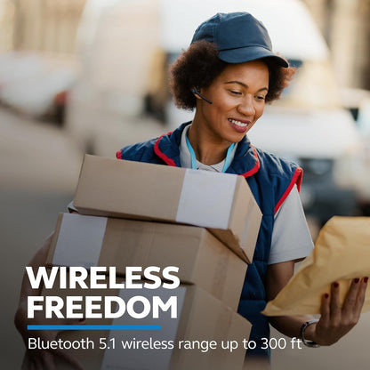 BlueParrott M300-XT SE - Auriculares inalámbricos Bluetooth mono con cancelación de ruido del 80% para trabajadores móviles y conductores de entrega, diseño compacto con protección IP54, tiempo de