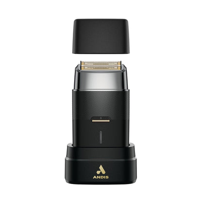 Andis 563616 Pro Foil Plus II - Afeitadora inalámbrica, láminas de oro y titanio, batería de iones de litio, incluye soporte de carga USB-C, color negro