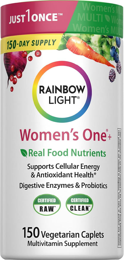 Rainbow Light Multivitamínico One + para mujer | 150 Caplets | Apoy...