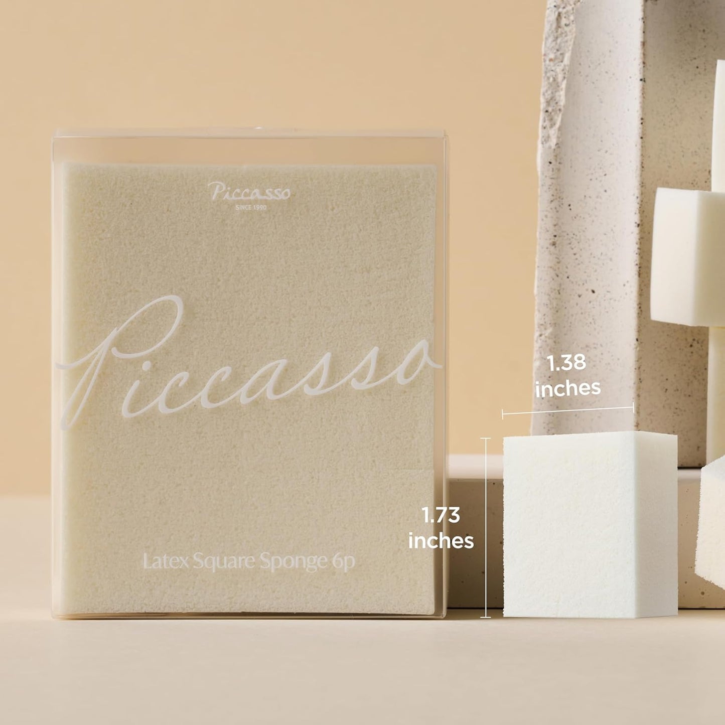 Piccasso FB11 - Juego de brochas de base de maquillaje – FB11 espátula para base de maquillaje y esponjas de maquillaje redondas de látex 6P, cobertura sin costuras, acabado húmedo y mate