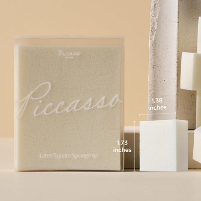 Piccasso FB11 - Juego de brochas de base de maquillaje – FB11 espátula para base de maquillaje y esponjas de maquillaje redondas de látex 6P, cobertura sin costuras, acabado húmedo y mate