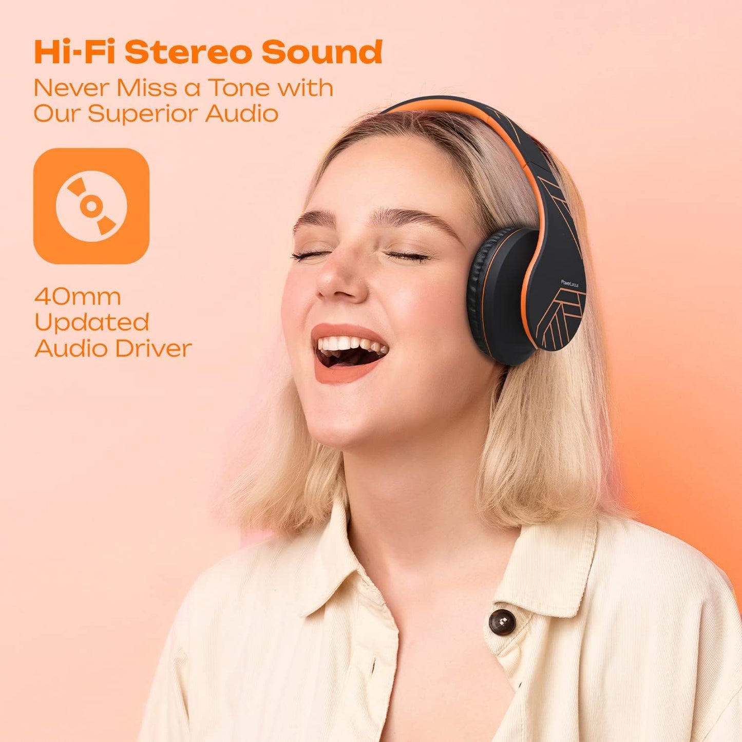 PowerLocus Auriculares Bluetooth sobre la oreja, auriculares inalám...