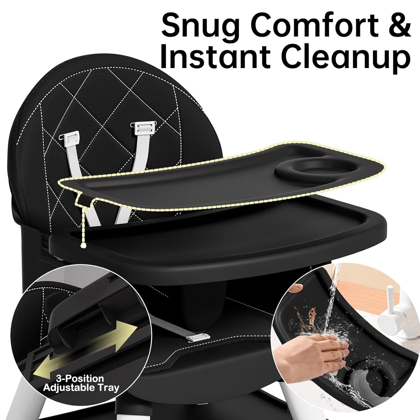 Silla alta convertible 6 en 1 para bebé, asiento elevador, silla pa...
