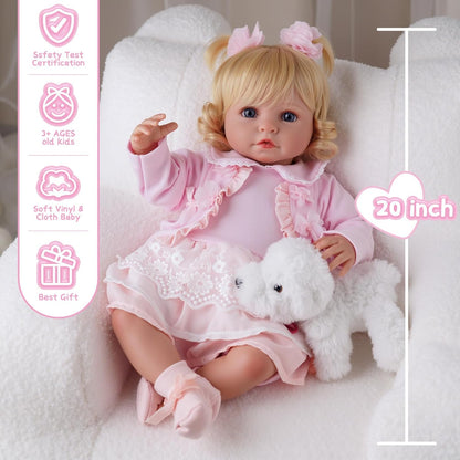 BABESIDE Muñeca de bebé realista de 20 pulgadas para niña, muñecas...