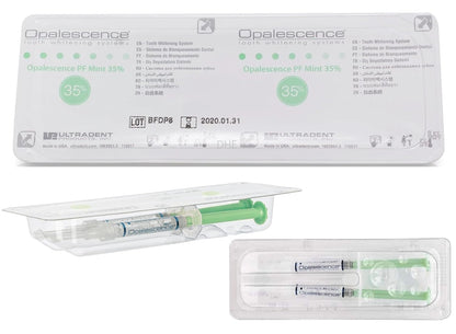 Opalescence 35% CP Mint - Jeringas de gel para blanquear los dientes - Kit de recarga (4 jeringas en total) Gel de peróxido de carbamida. Fabricado por Ultradent. Jeringas de repuesto para