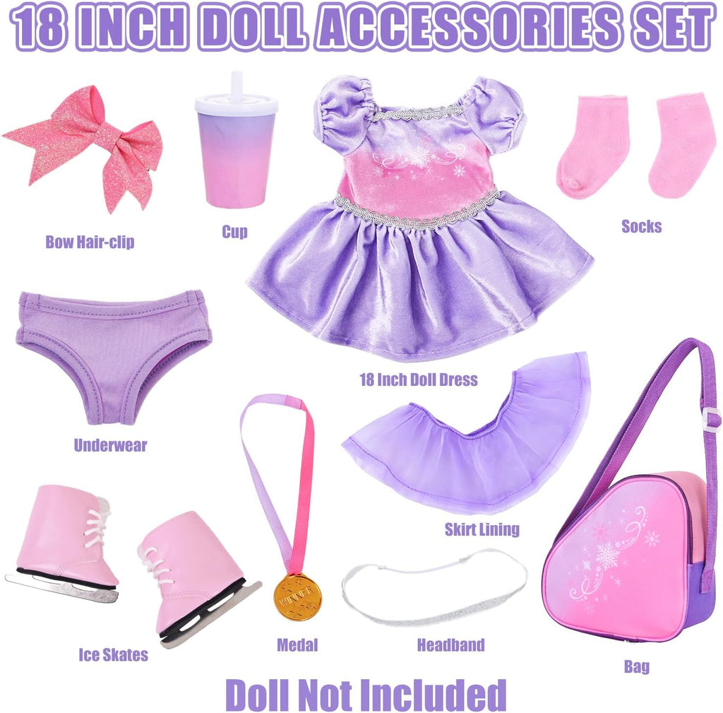 18INDC Conjunto de accesorios de ropa de patinaje sobre hielo de 18...