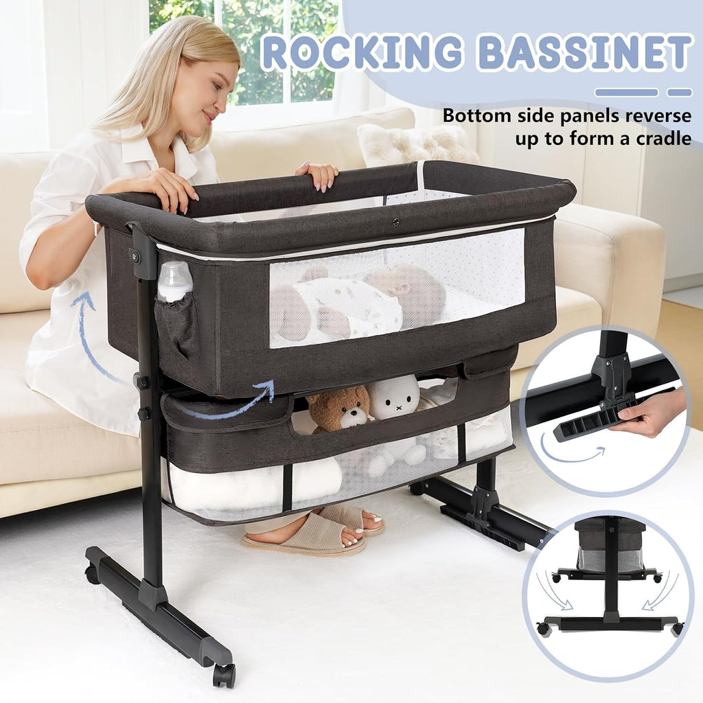 Moisés para bebé, 3 en 1, para poner al lado de la cama, con ruedas...