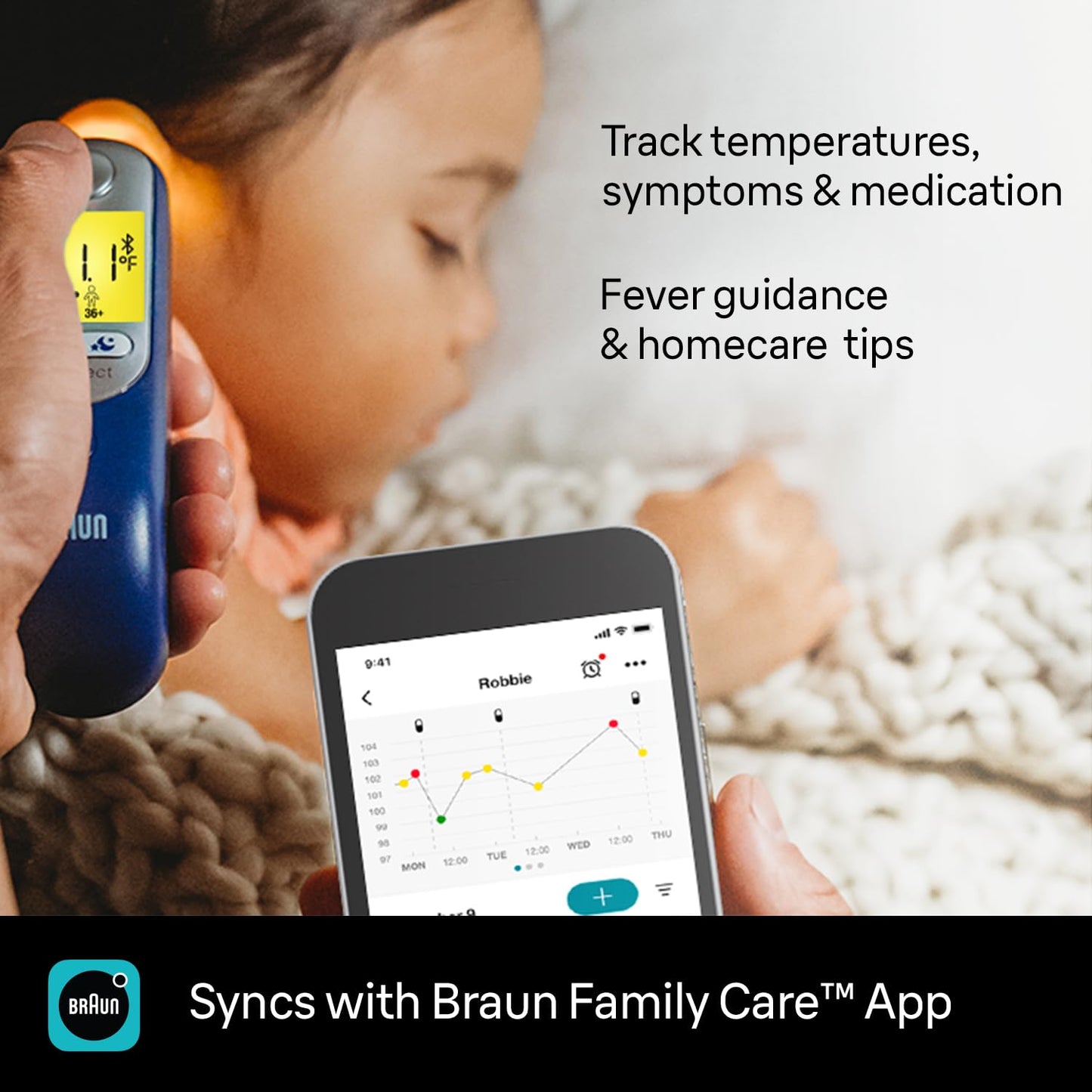 Braun Termómetro digital ThermoScan 7+ Connect para oídos, compatib...