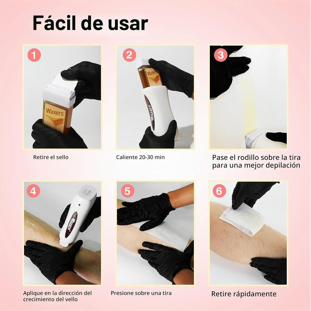 Waxers Kit de cera en rollo profesional, rodillo de cera suave depi...