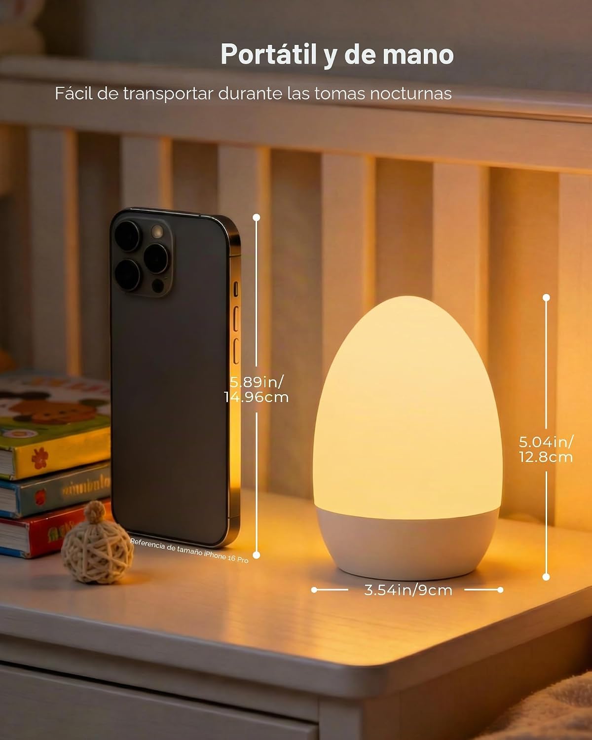 FULNIX Luz de huevo para guardería, control táctil para cuidado de...
